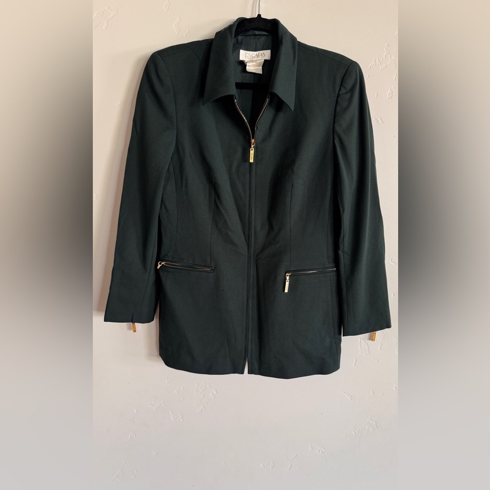 Escada Margaretha Ley Virgin Wool lightweight zip up Jacket green size 36